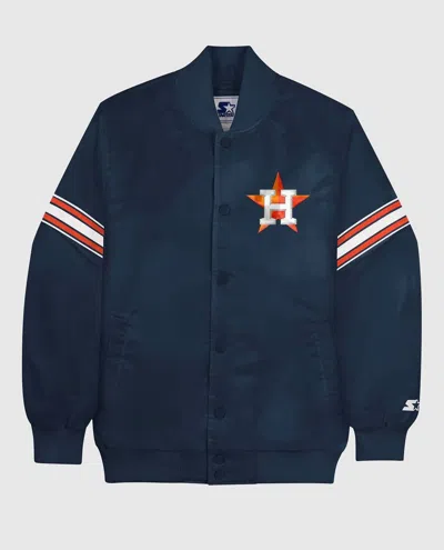 Starter Men's Houston Astros Satin Full-snap Jacket In Navy In Blue