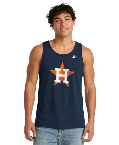 Starter Men's Houston Astros Screen Print Classic Fit Cotton Tank Top In Blue