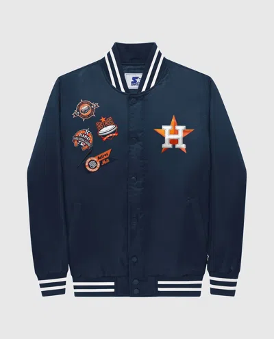 Starter Men's Houston Astros Varsity Satin Full-snap Jacket In Navy In Blue