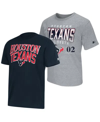 Starter Men's Houston Texans Classic-fit Crew Neck Logo T-shirt, 2-piece Set In Multi
