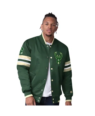 Starter Men's Hunter Green Milwaukee Bucks Scout Varsity Satin Full-snap Jacket