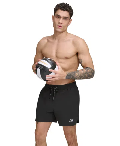 Starter Men's Hybrid Stretch 5" Volley Shorts In Black