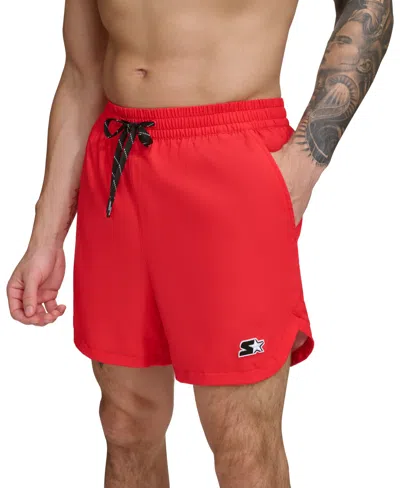 Starter Men's Hybrid Stretch 5" Volley Shorts In Red