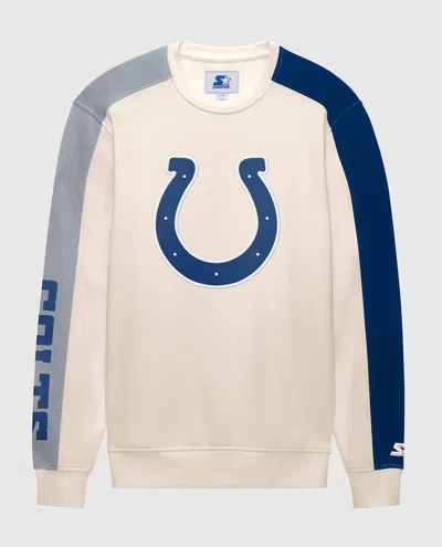 Starter Men's Indianapolis Colts Team Crew Long Sleeve Shirt In Cream In Blue