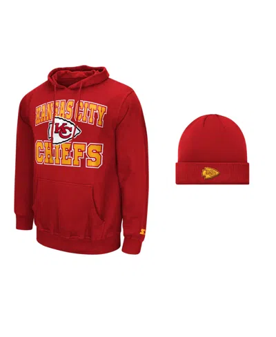 Starter Men's Kansas City Chiefs Graphic Classic-fit Hoodie And Cuffed Knit Hat, 2-piece Set In Red