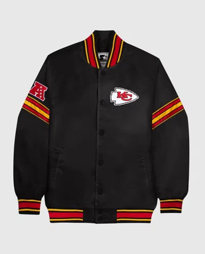 Starter Men's Kansas City Chiefs Satin Full-snap Jacket In Black