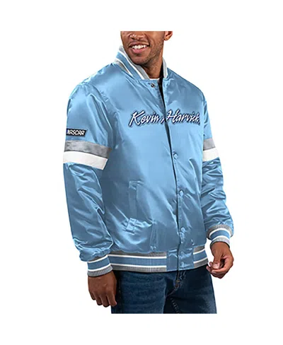 Starter Men's Light Blue Kevin Harvick Home Game Full-snap Varsity Jacket In Gold