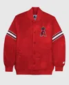 Starter Men's Los Angeles Angels Satin Full-snap Jacket In Red In Red