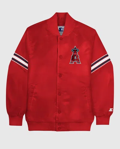 Starter Men's Los Angeles Angels Satin Full-snap Jacket In Red