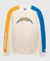 Starter Men's Los Angeles Chargers Team Crew Long Sleeve Shirt In Cream In White