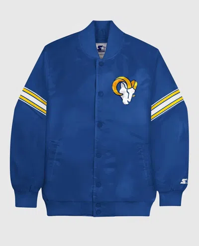 Starter Men's Los Angeles Rams Satin Full Snap Jacket In Blue