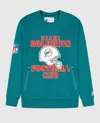 Starter Men's Miami Dolphins Crew Neck Sweatshirt With Zip Pockets In Aqua In Blue