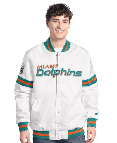 Starter Men's Miami Dolphins Scout Varsity Full-snap Jacket In Neutral