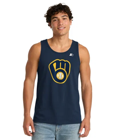 Starter Men's Milwaukee Brewers Sleeveless Crewneck Tank Top In Blue