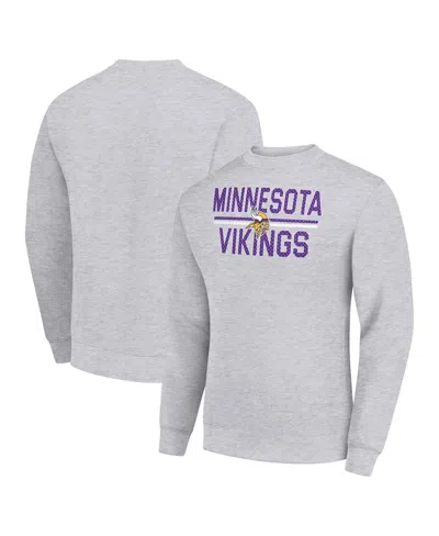 Starter Men's Minnesota Vikings Graphic Crewneck Pullover Sweatshirt In Gray