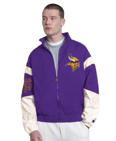 Starter Men's Minnesota Vikings The Gust Full-zip Color-block Hooded Jacket In Purple