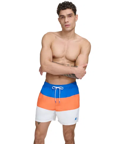 Starter Men's Modern Euro Colorblocked 5" Volley Shorts In Blue