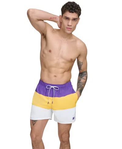 Starter Men's Modern Euro Colorblocked 5" Volley Shorts In Purple