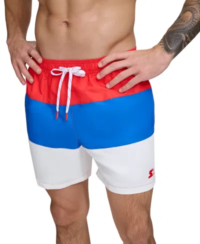 Starter Men's Modern Euro Colorblocked 5" Volley Shorts In Red