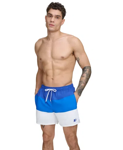Starter Men's Modern Euro Colorblocked 5" Volley Shorts In Royal