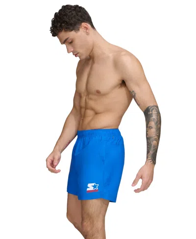 Starter Men's Modern Euro Stack 5" Volley Shorts In Blue
