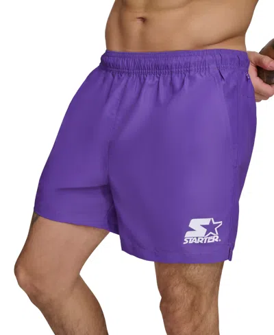 Starter Men's Modern Euro Stack 5" Volley Shorts In Purple