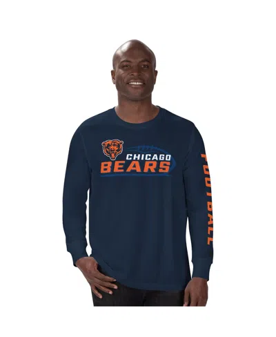 Starter Men's Navy Chicago Bears Half Time Long Sleeve T-shirt In Blue