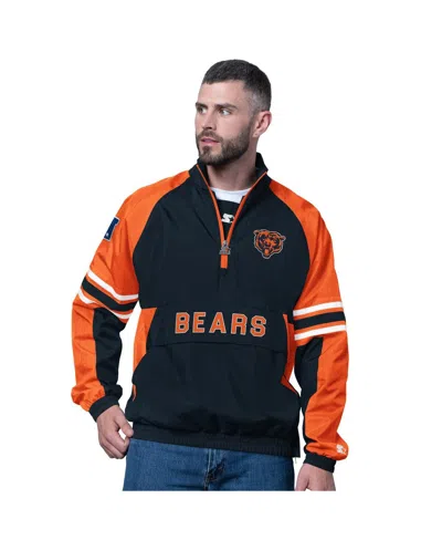 Starter Men's Navy Chicago Bears Prospect Half-zip Pullover Sweatshirt In Blue