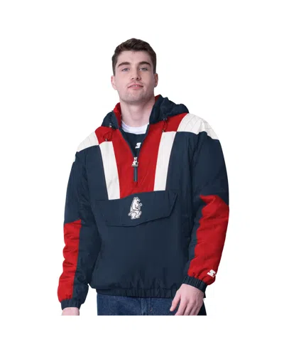 Starter Men's Navy Chicago Cubs Cooperstown Collection Charger Half-zip Jacket