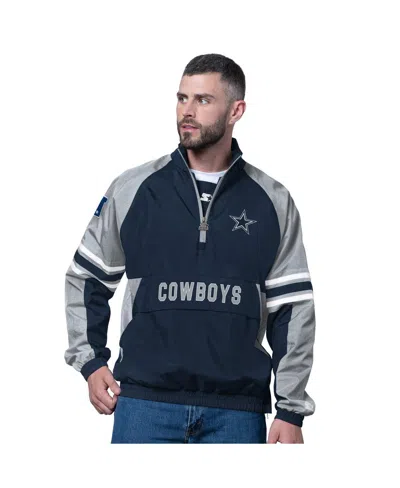 Starter Men's Navy Dallas Cowboys Prospect Half-zip Pullover Hoodie In Blue