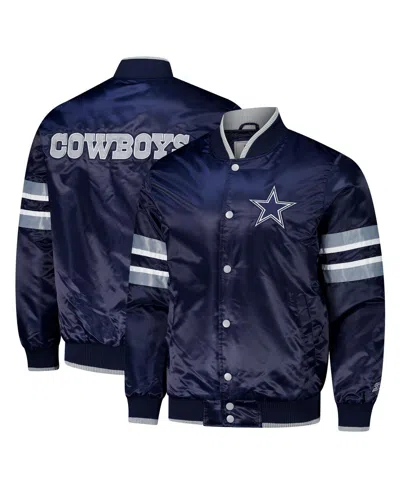 STARTER MEN'S NAVY DALLAS COWBOYS SCOUT I FULL-SNAP VARSITY JACKET