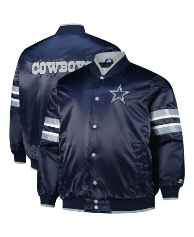 STARTER MEN'S NAVY DALLAS COWBOYS SCOUT I FULL-SNAP VARSITY JACKET