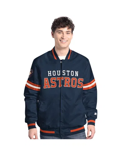 Starter Men's Navy Houston Astros Scout Full-snap Varsity Jacket In Blue