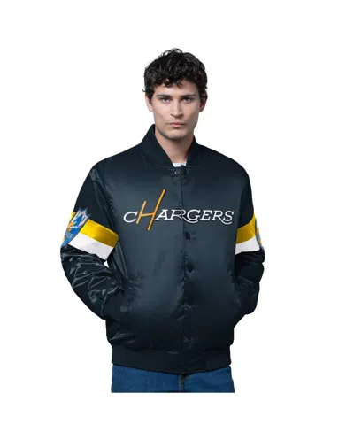 Starter Men's Navy Los Angeles Chargers Triple Option Full-snap Varsity Jacket In Blue
