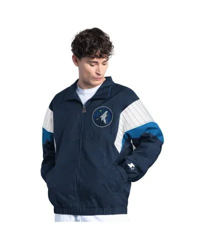 Starter Men's Navy Minnesota Timberwolves Yard Line Full-zip Jacket In Blue
