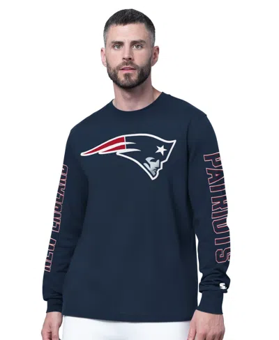 Starter Men's Navy New England Patriots Clutch Hit Ii Long-sleeve T-shirt