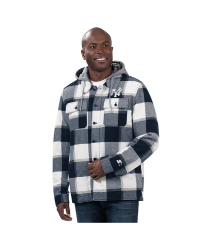 Starter Men's Navy New York Yankees Plaid Full-zip Hoodie Jacket