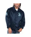 Starter Men's Navy Seattle Mariners Option Route Satin Full-snap Jacket In Navy