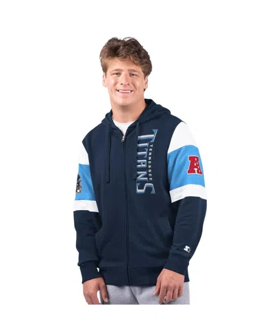 Starter Men's Navy Tennessee Titans Extreme Full-zip Hoodie In Blue