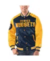 Starter Men's  Navy, Gold Indiana Pacers Renegade Satin Full-snap Varsity Jacket In Navy,gold
