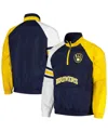 Starter Men's Navy/gold Milwaukee Brewers Elite Raglan Half-zip Jacket In Multi