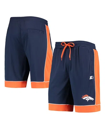 Starter Men's Navy/orange Denver Broncos Fan Favorite Fashion Shorts In Blue