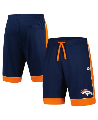 Starter Men's Navy/orange Denver Broncos Fan Favorite Fashion Shorts In Navy,orange