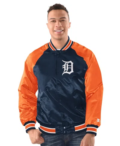 Starter Men's Navy/orange Detroit Tigers Raglan Blitz Varsity Jacket In Multi