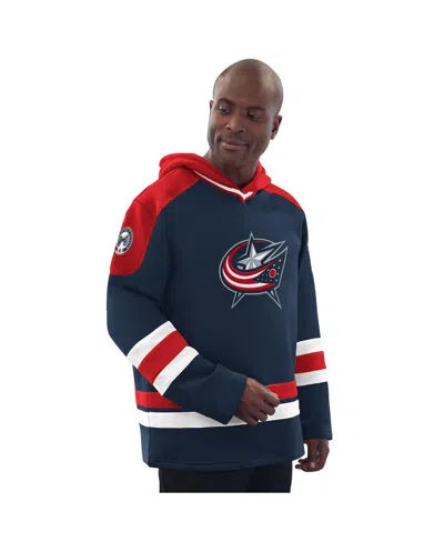 Starter Men's Navy/red Columbus Blue Jackets Hockey Pullover Hoodie