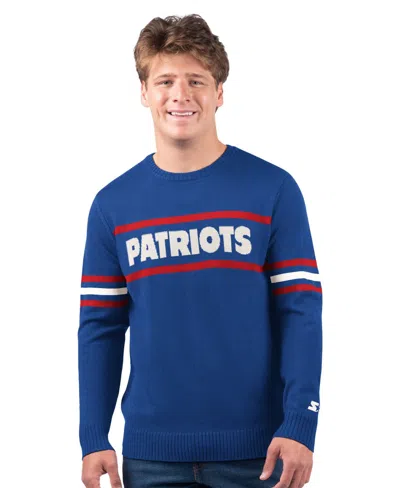 Starter Men's New England Patriots Crewneck Pullover Sweater In Blue