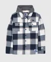 Starter Men's New England Patriots The Big Joe Sherpa Lined Plaid Jacket In Navy In Blue