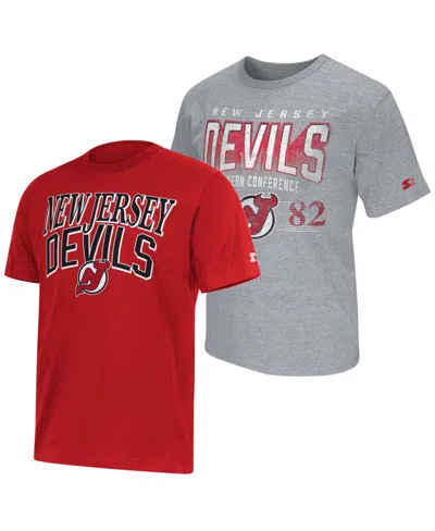 Starter Men's New Jersey Devils Crew Neck Graphic T-shirt, 2-piece Set In Multi
