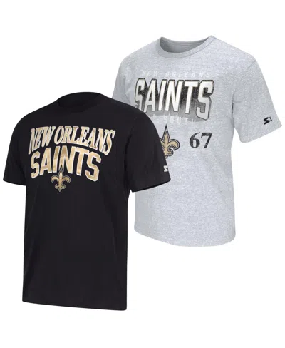 Starter Men's New Orleans Saints Classic Fit T-shirt, 2-piece Set In Black
