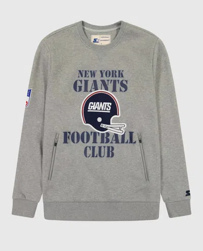 Starter Men's New York Giants Crew Neck Sweatshirt With Zip Pockets In Heather Grey